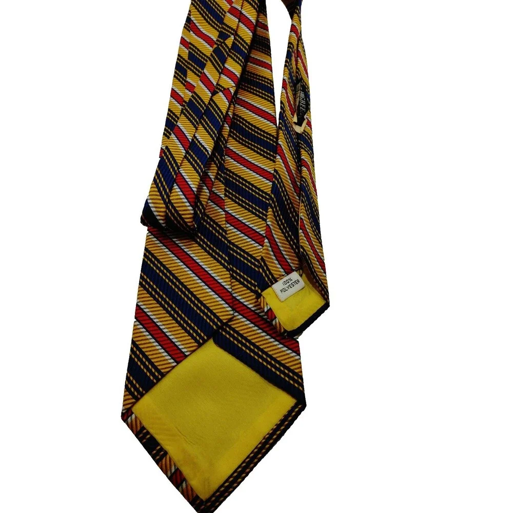 Vintage Higbee Company Men’s Tie Striped Red Blue Gold 4